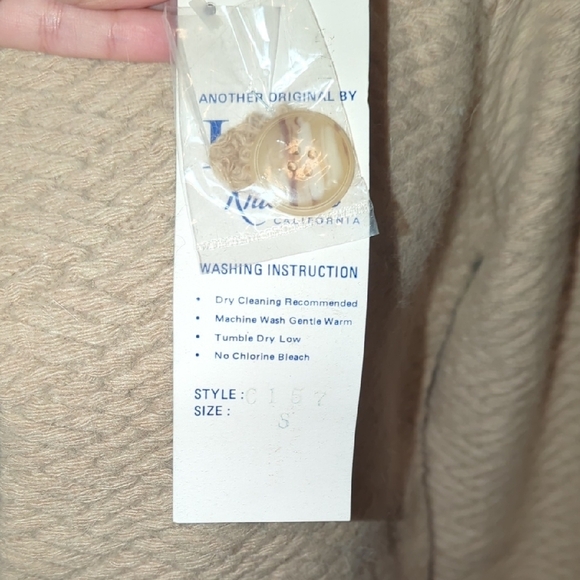 NWT Vintage 1950s Cream Cowl Neck Sweater with Textured Knit - Picture 6 of 8